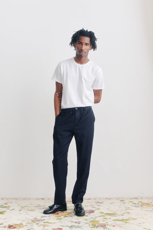 SPORTIVO STORE_Elasticated Wide Trousers Frosty Navy Flannel