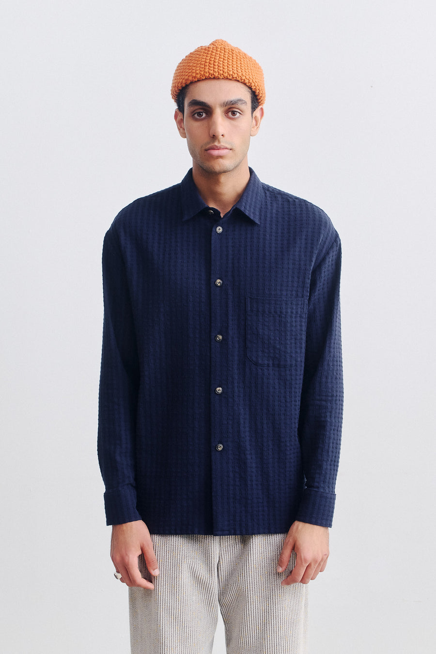 SPORTIVO STORE_Gusto Shirt Twisted Navy Stripe