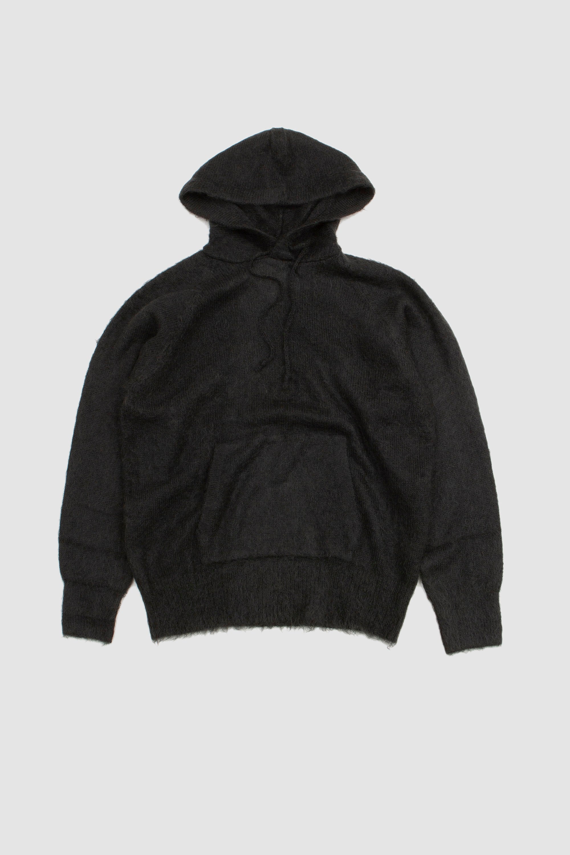 Brushed Super Kid Mohair Knit Parka Ink Black