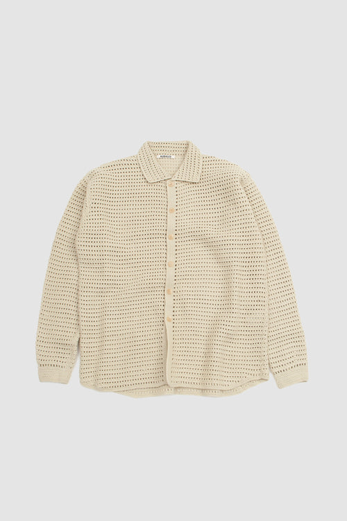 SPORTIVO STORE_Hand Crochet Wool Knit Shirt Light Khaki