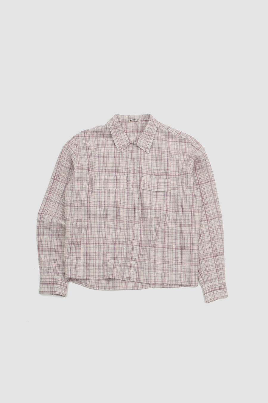 SPORTIVO STORE_Linen Silk Check Zip Blouson White/Purple