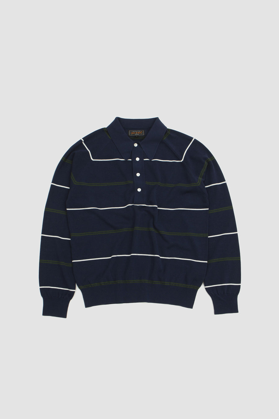 SPORTIVO STORE_14 Gauge Raglan Sleeve Knit Polo Shirt Navy