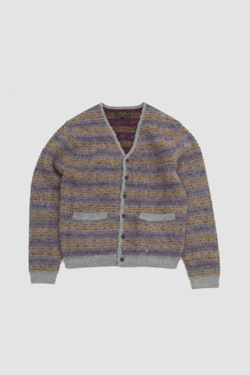 SPORTIVO STORE_9G Double Jacq. Fair Isle Shaggy Cardigan Grey