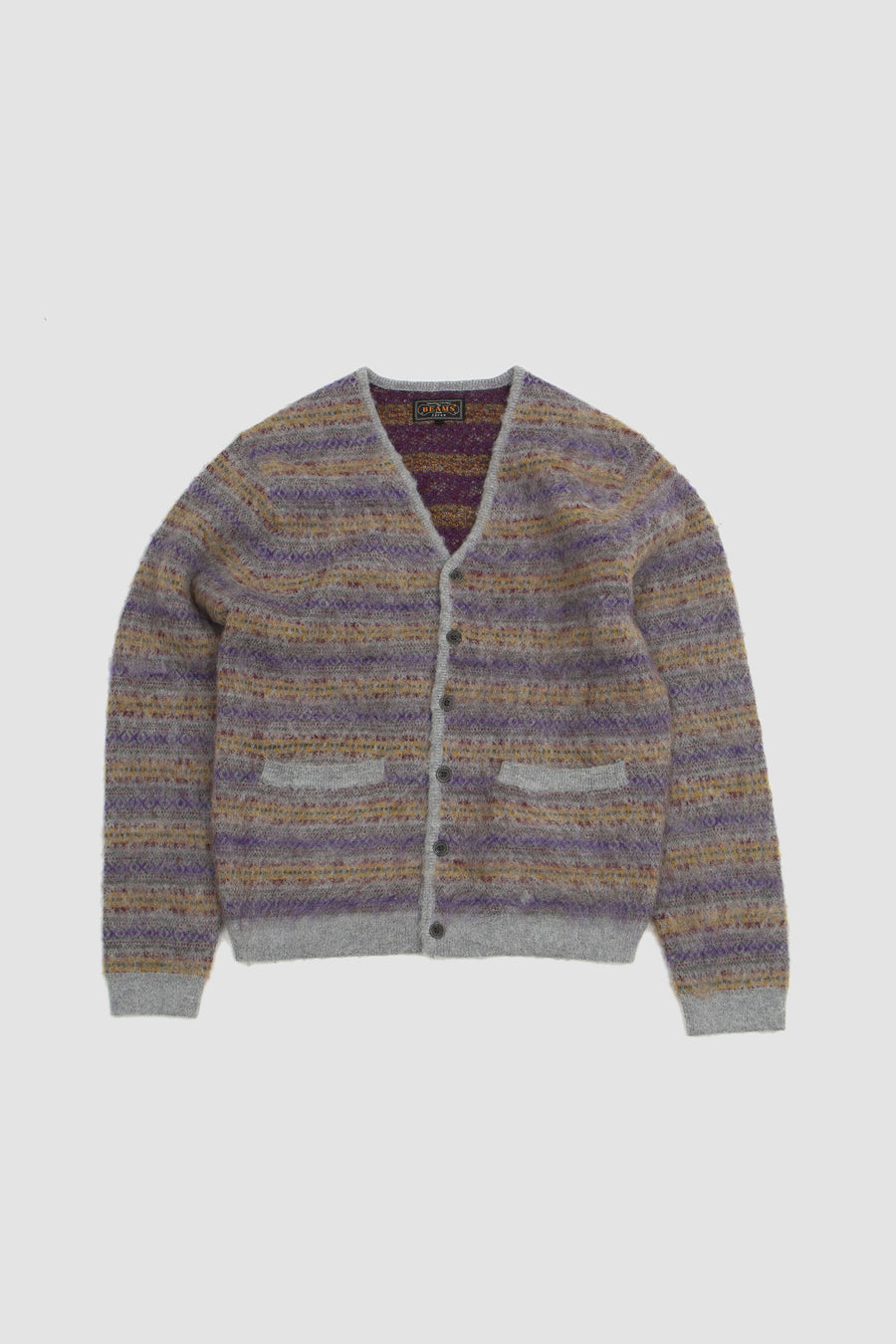 SPORTIVO STORE_9G Double Jacq. Fair Isle Shaggy Cardigan Grey
