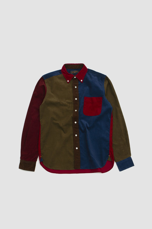 SPORTIVO STORE_Corduroy Panel Button Down Shirt Red