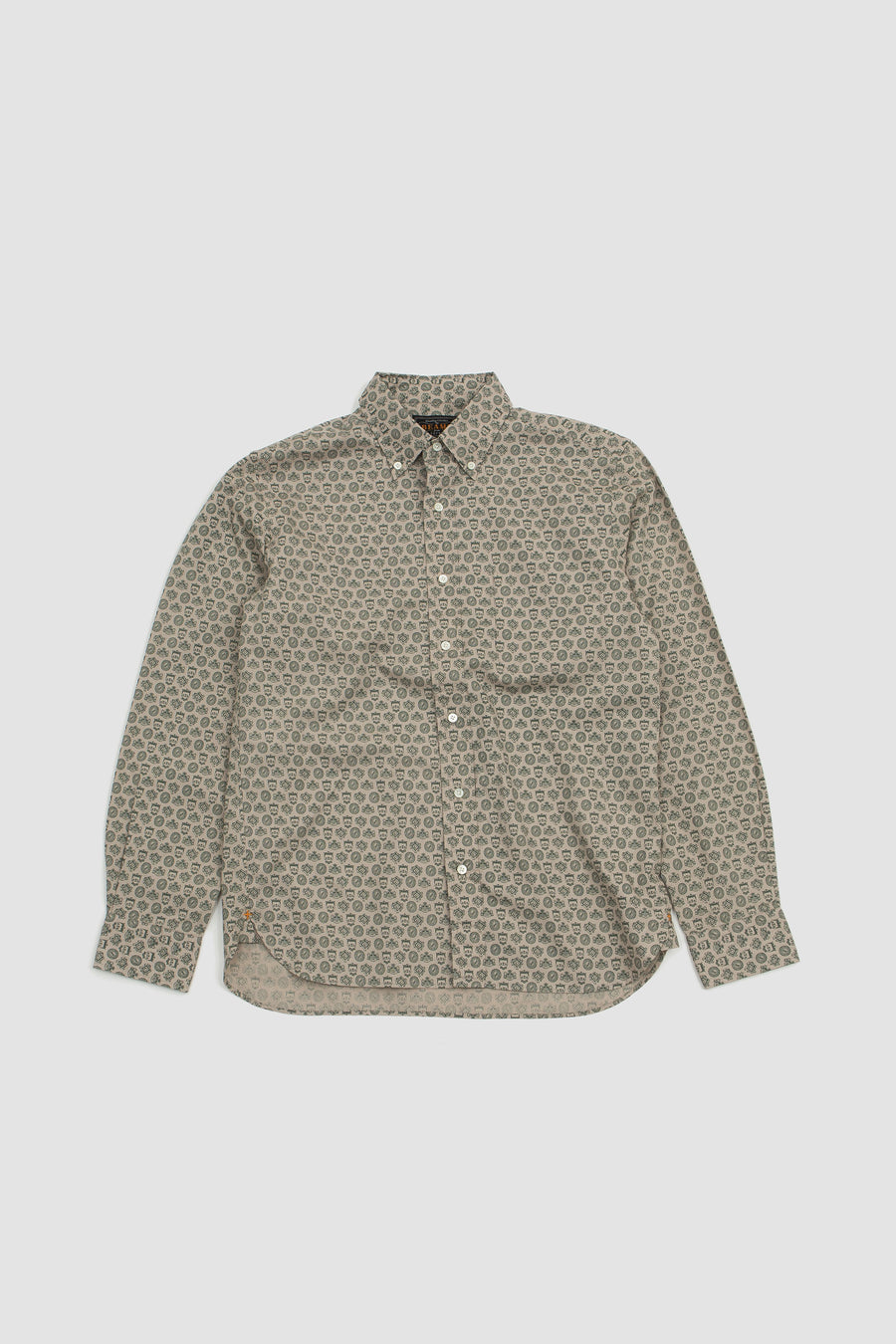 SPORTIVO STORE_Cotton Dobby Komon Print Button Down Shirt Beige