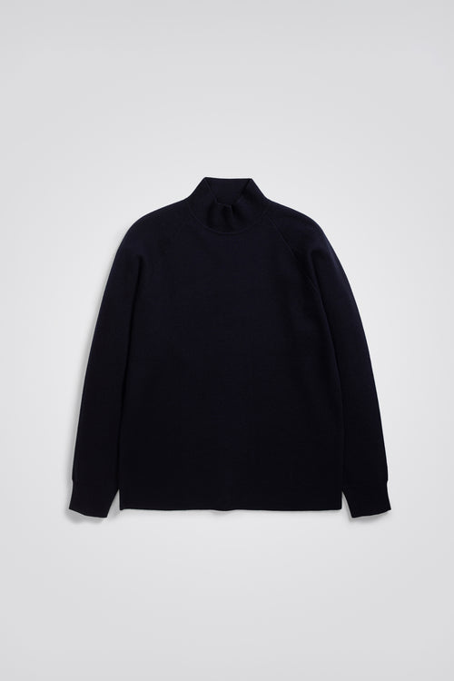 SPORTIVO STORE_Bruce Merino Cotton Milano Mock Neck Dark Navy