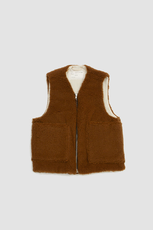 SPORTIVO STORE_Zip Vest Wool Fleece Brown