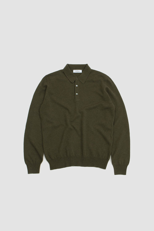 SPORTIVO STORE_Cashmere Wool LS Polo Dark Green