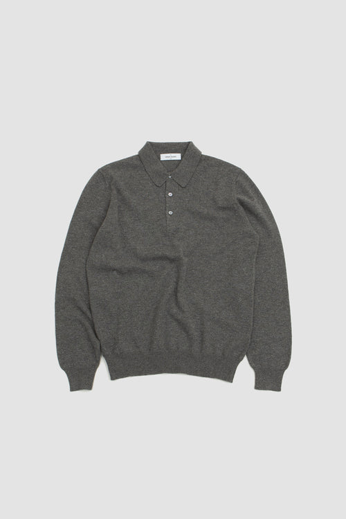 SPORTIVO STORE_Cashmere Wool LS Polo Grey Melange