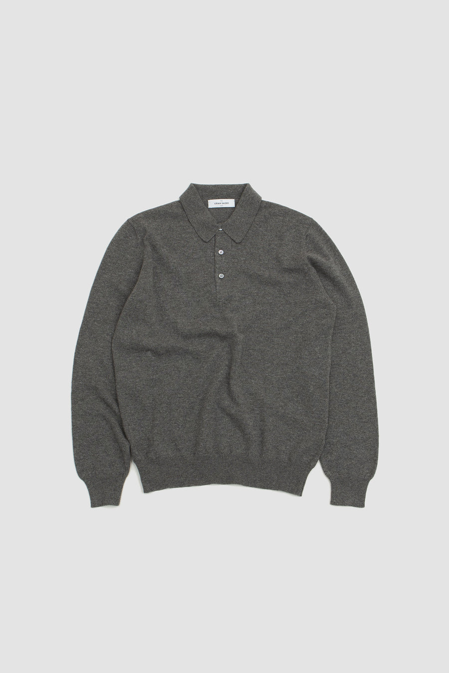 SPORTIVO STORE_Cashmere Wool LS Polo Grey Melange