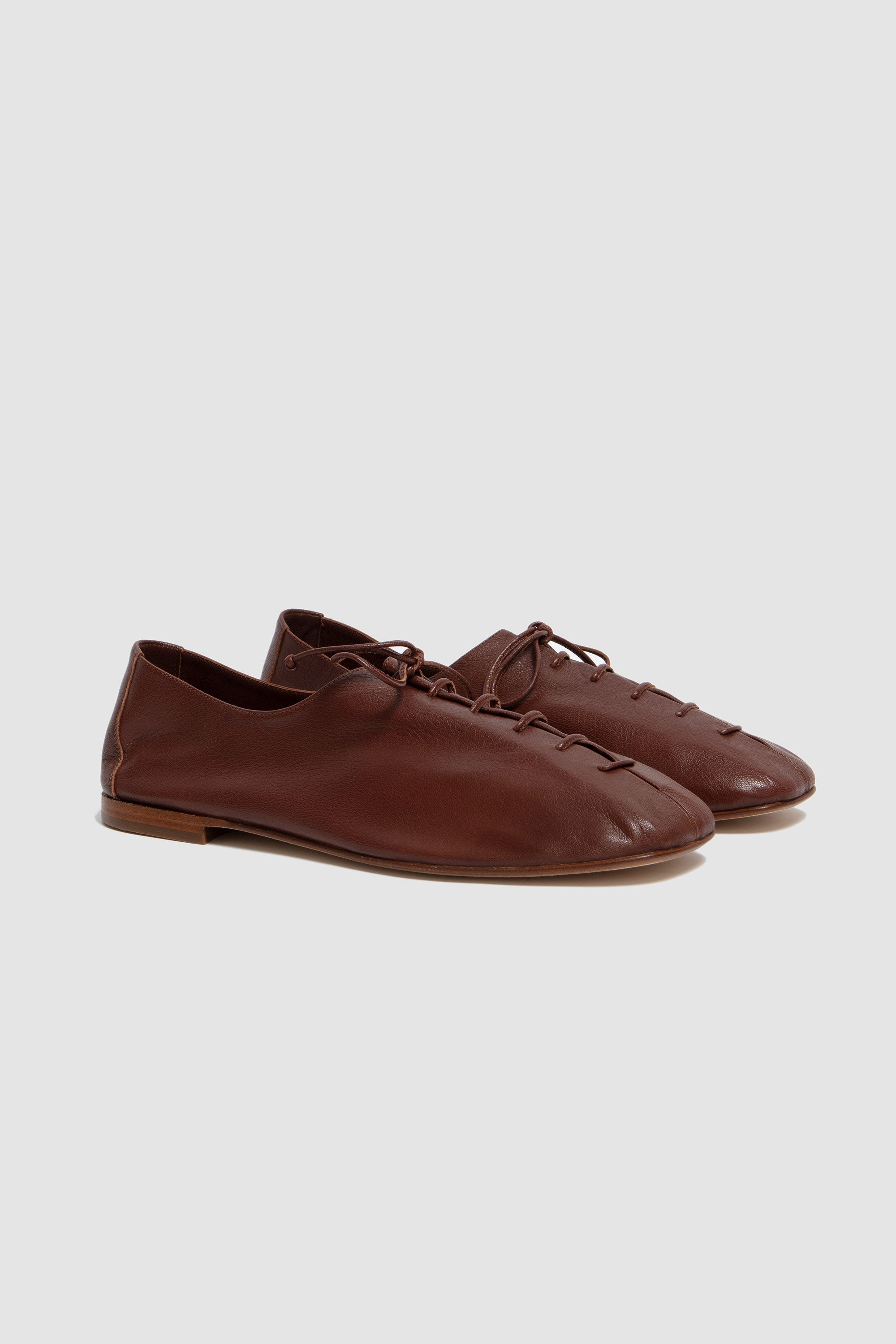 Plegada Supple Shiny Leather Lit Flat Shoes Chestnut_2