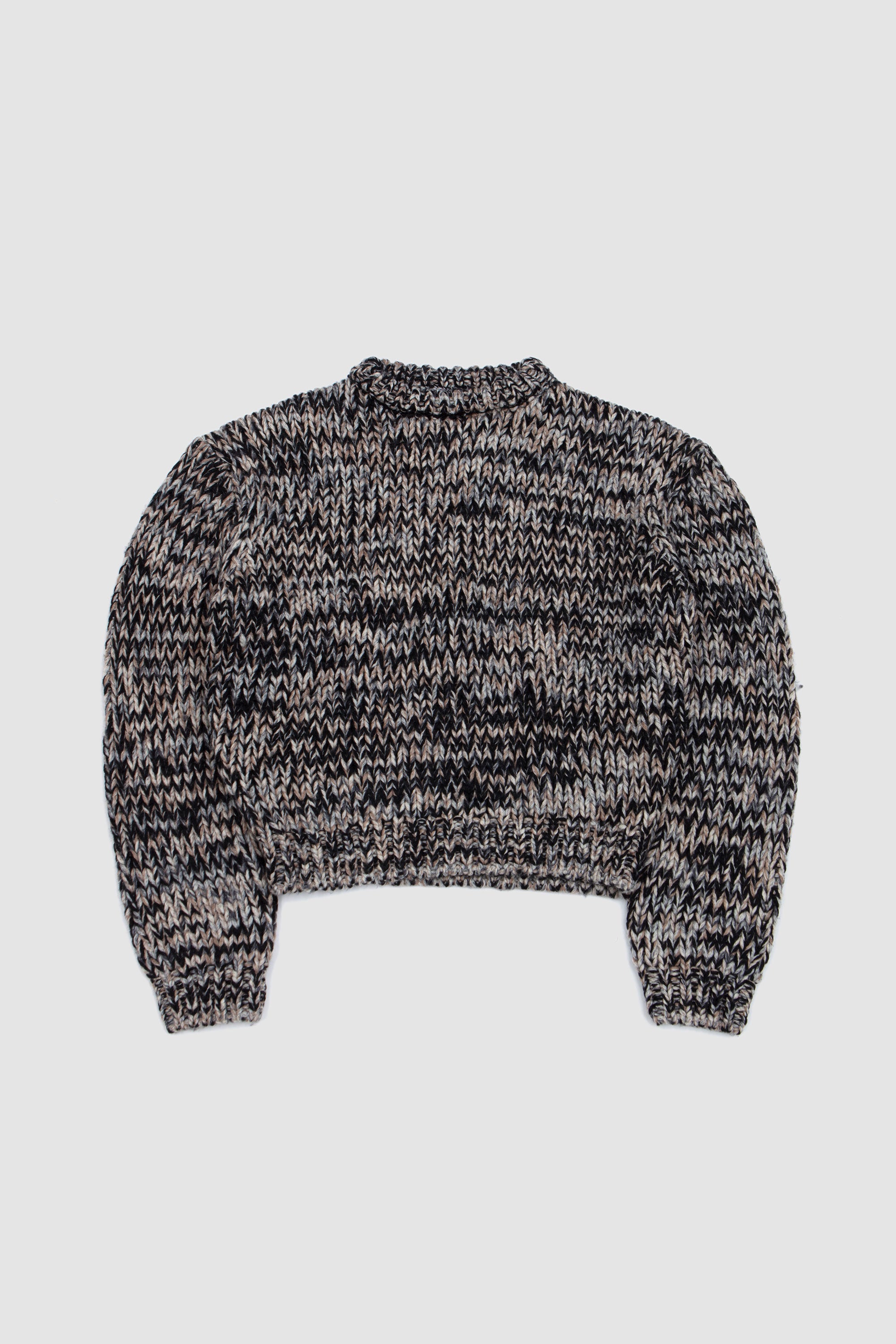 Boxy Crew Neck Sweater Black/ White/ Brown