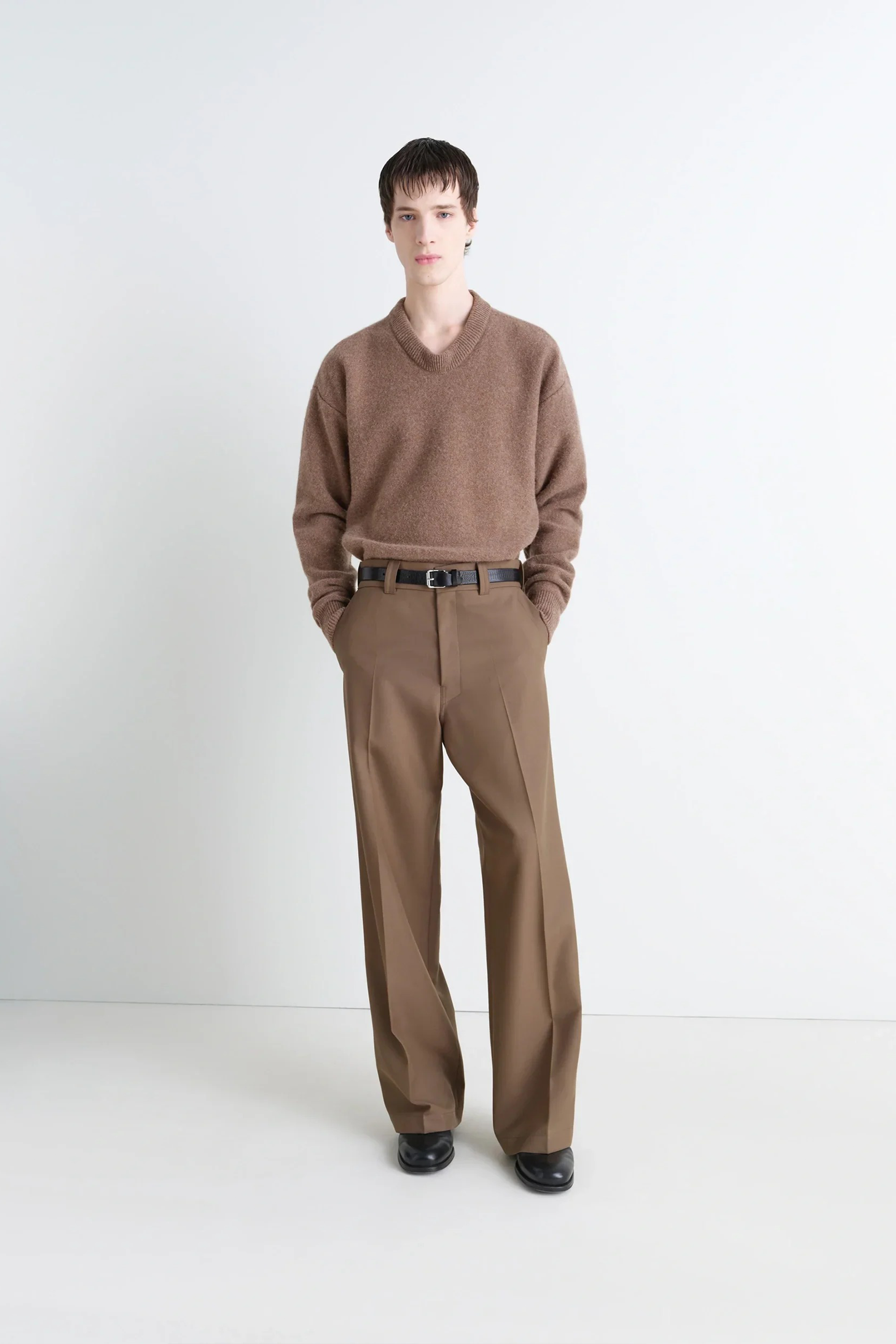 Boxy V Neck Sweater Hazelnut Melange