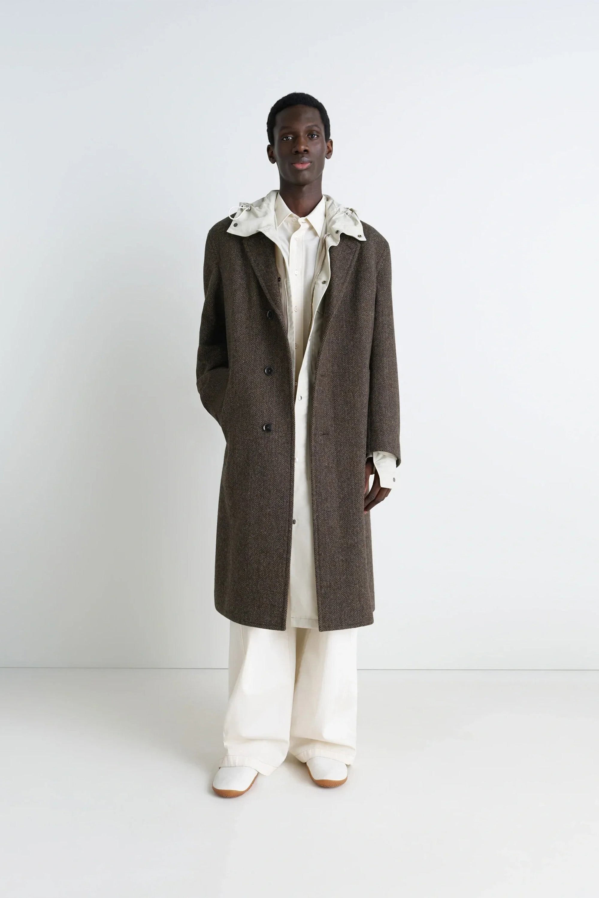 Chesterfield Coat Black/ Brown Melange