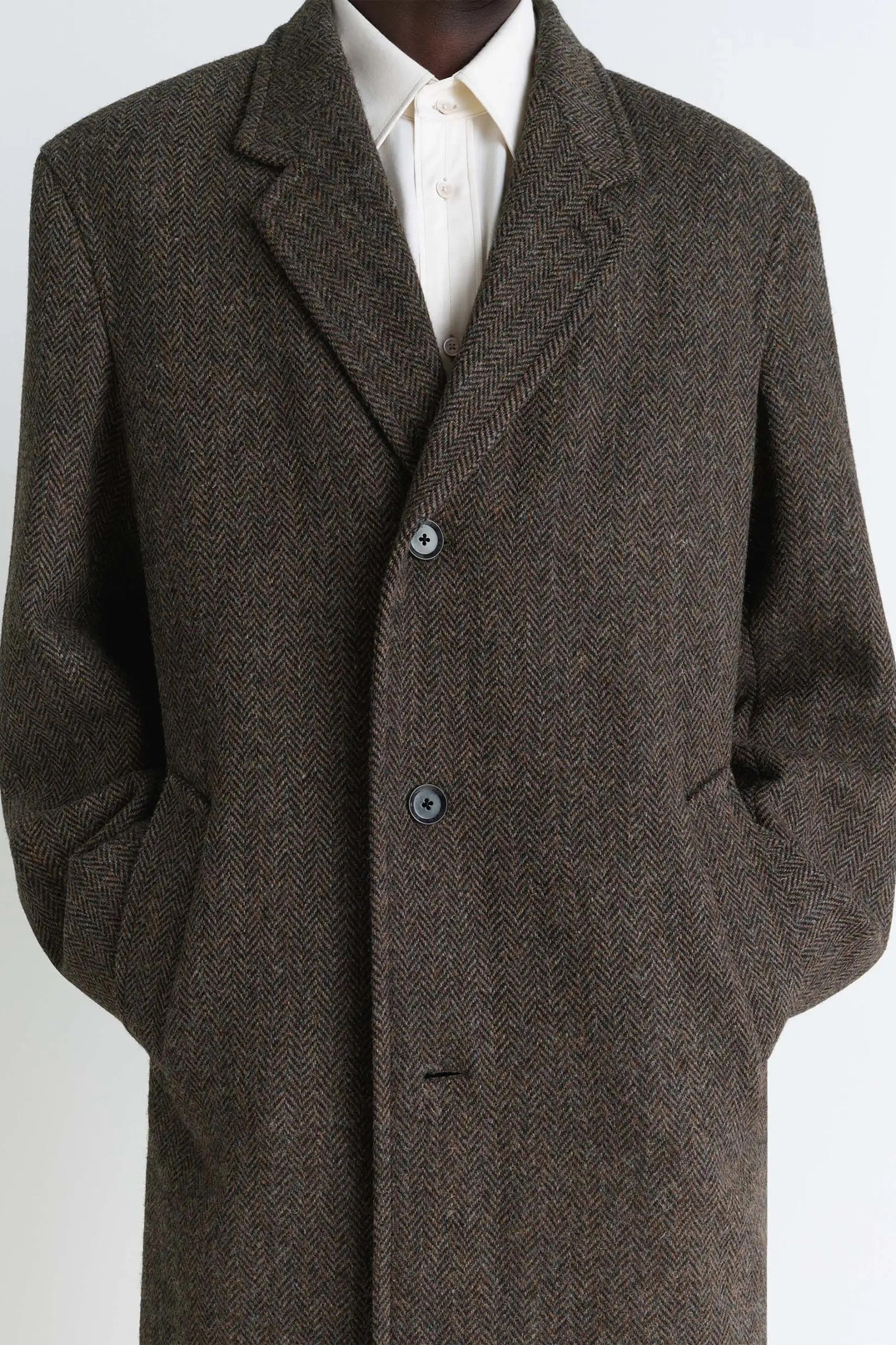 Chesterfield Coat Black/ Brown Melange