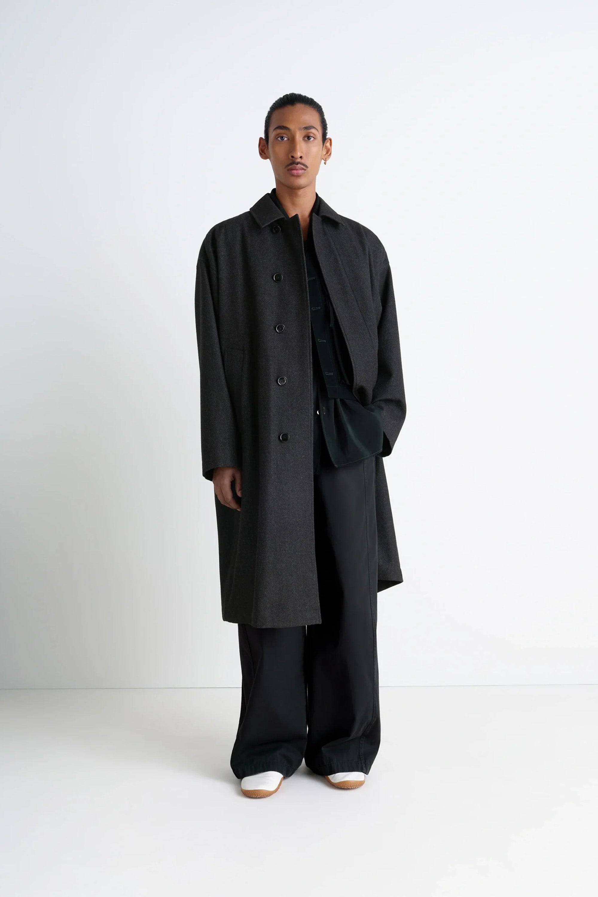 Overcoat Black/ Grey Melange