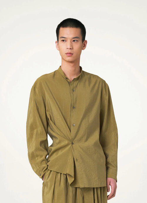 SPORTIVO STORE_Stand Collar Twisted Shirt Pistachio