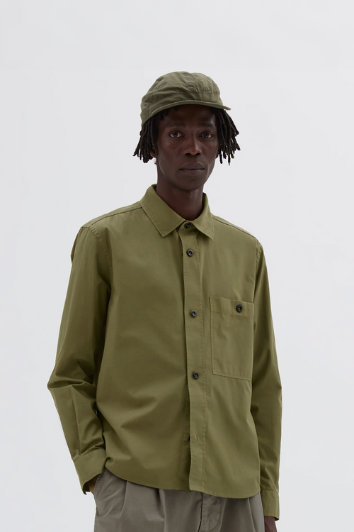 SPORTIVO STORE_Overall Shirt Washed Cotton Poplin Khaki Green