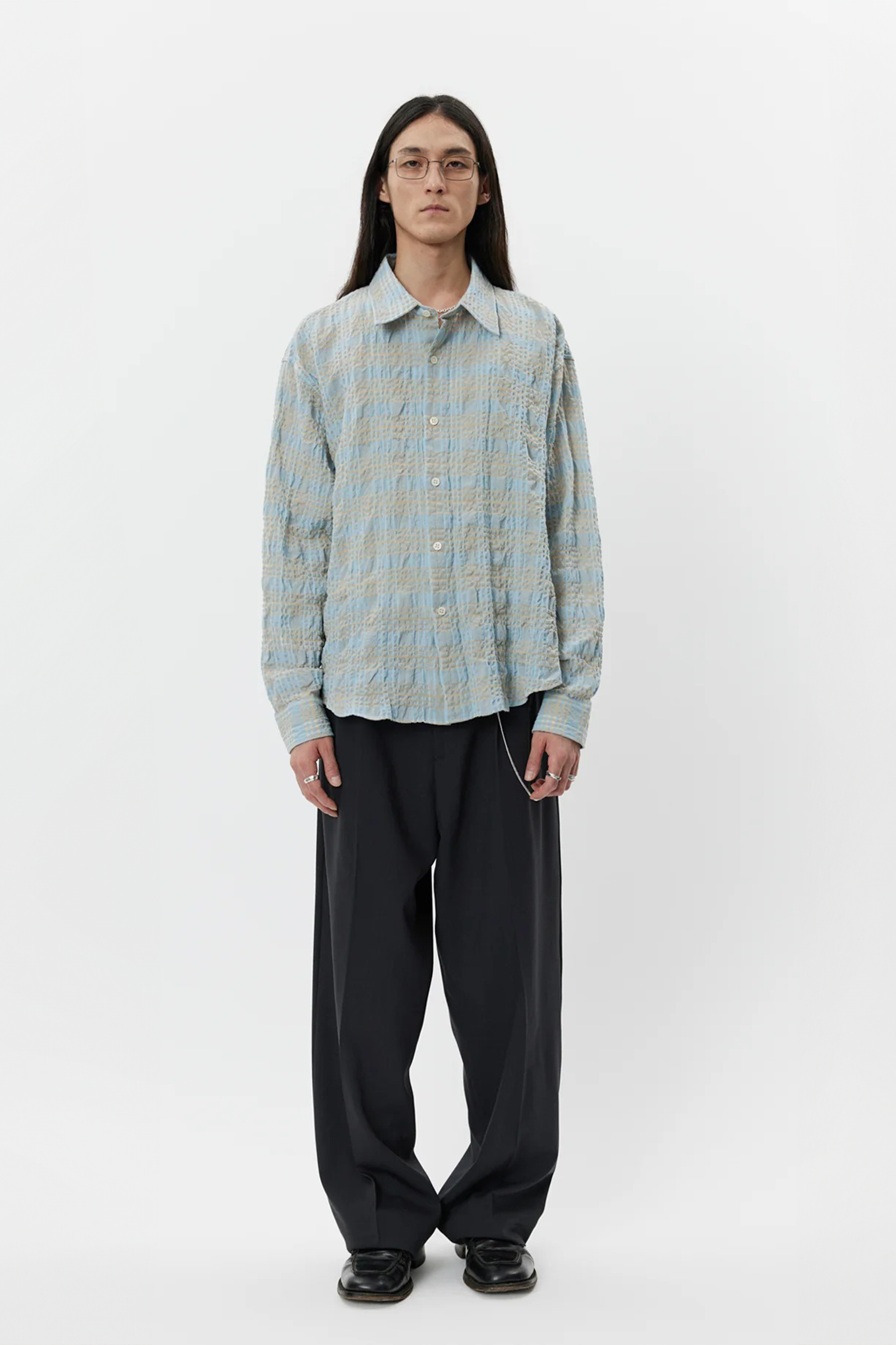 Exact Shirt Pale Blue Structured Check