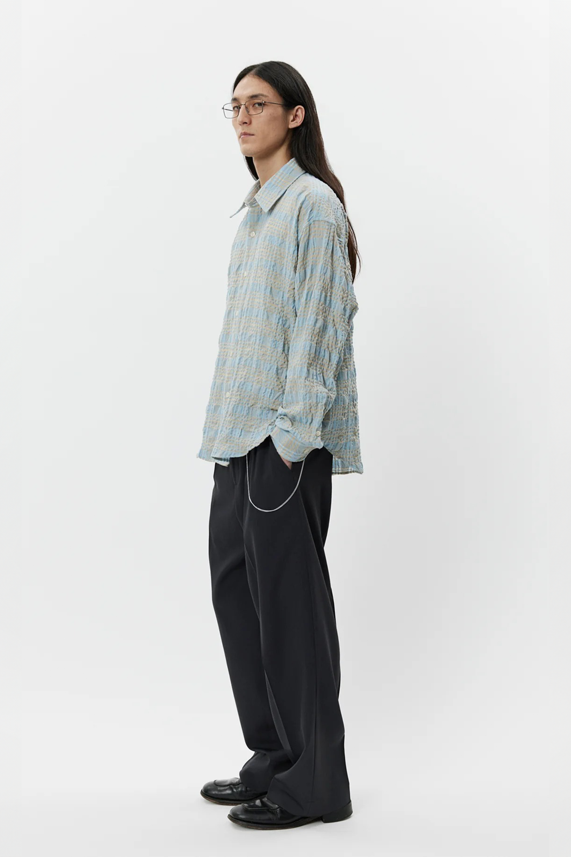 Exact Shirt Pale Blue Structured Check