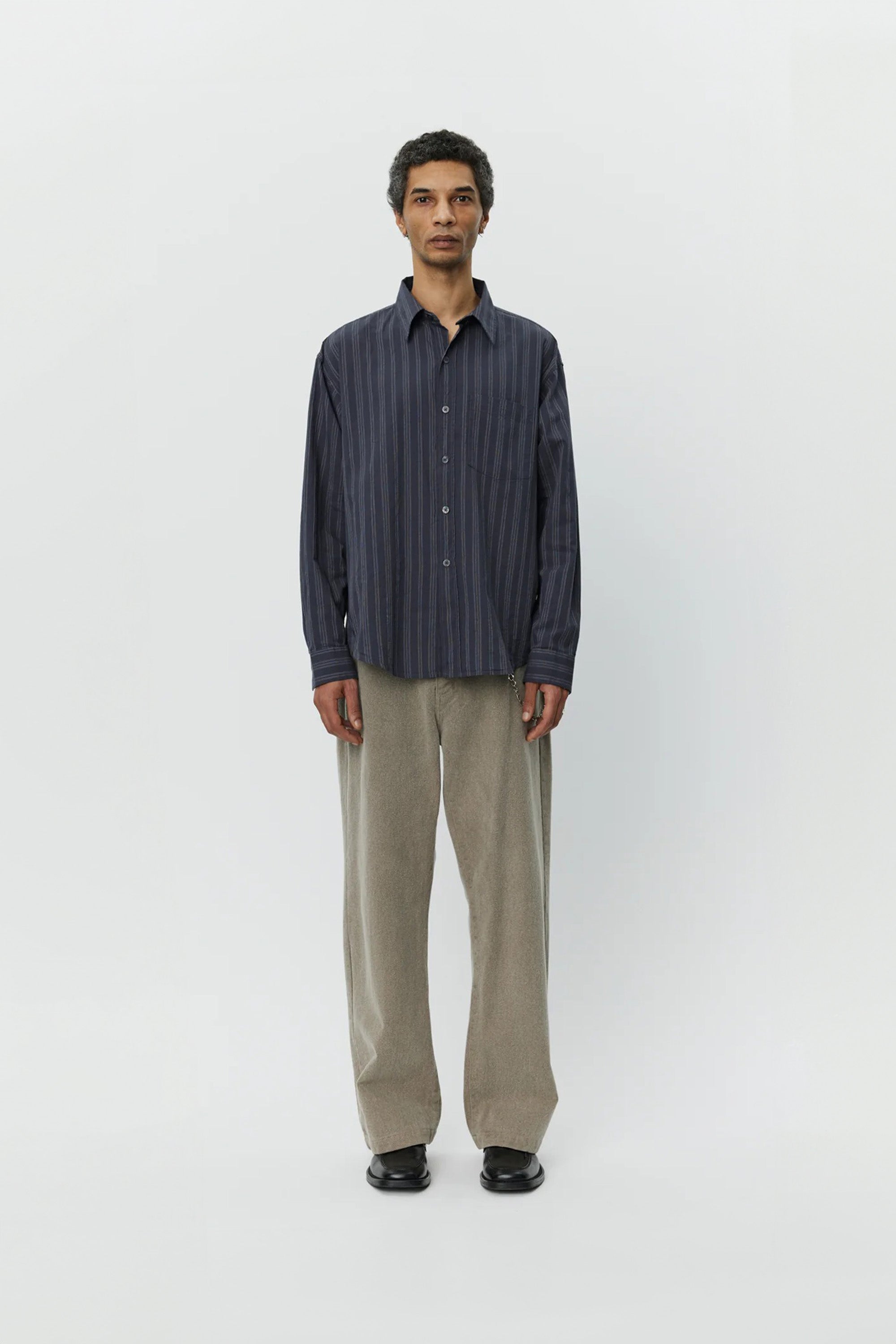 Executive Shirt Dark Grey Double Stripe