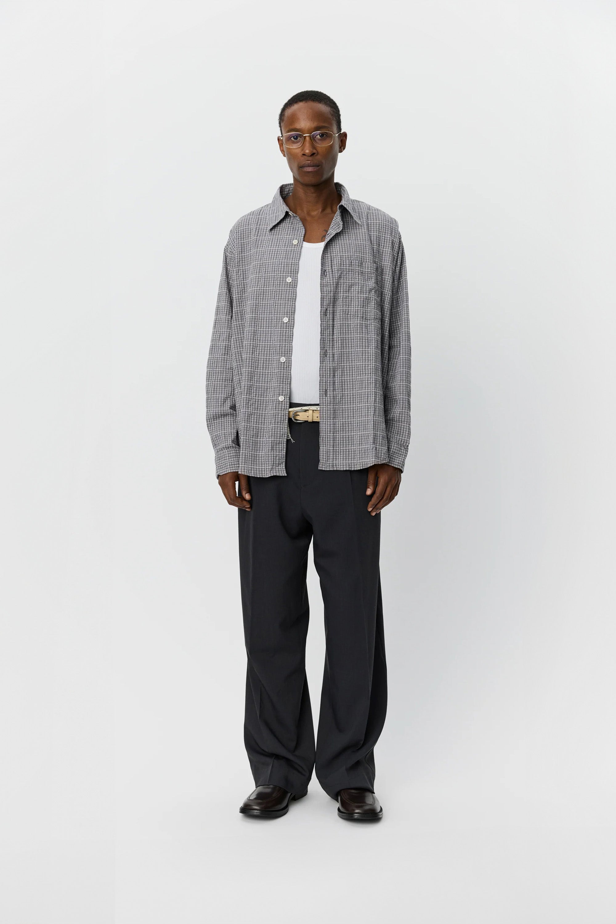 Executive Shirt Grey Textured Check