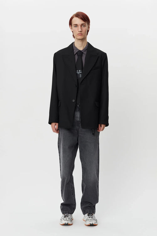 SPORTIVO STORE_Oversized Blazer Black Wool Cavalry Twill