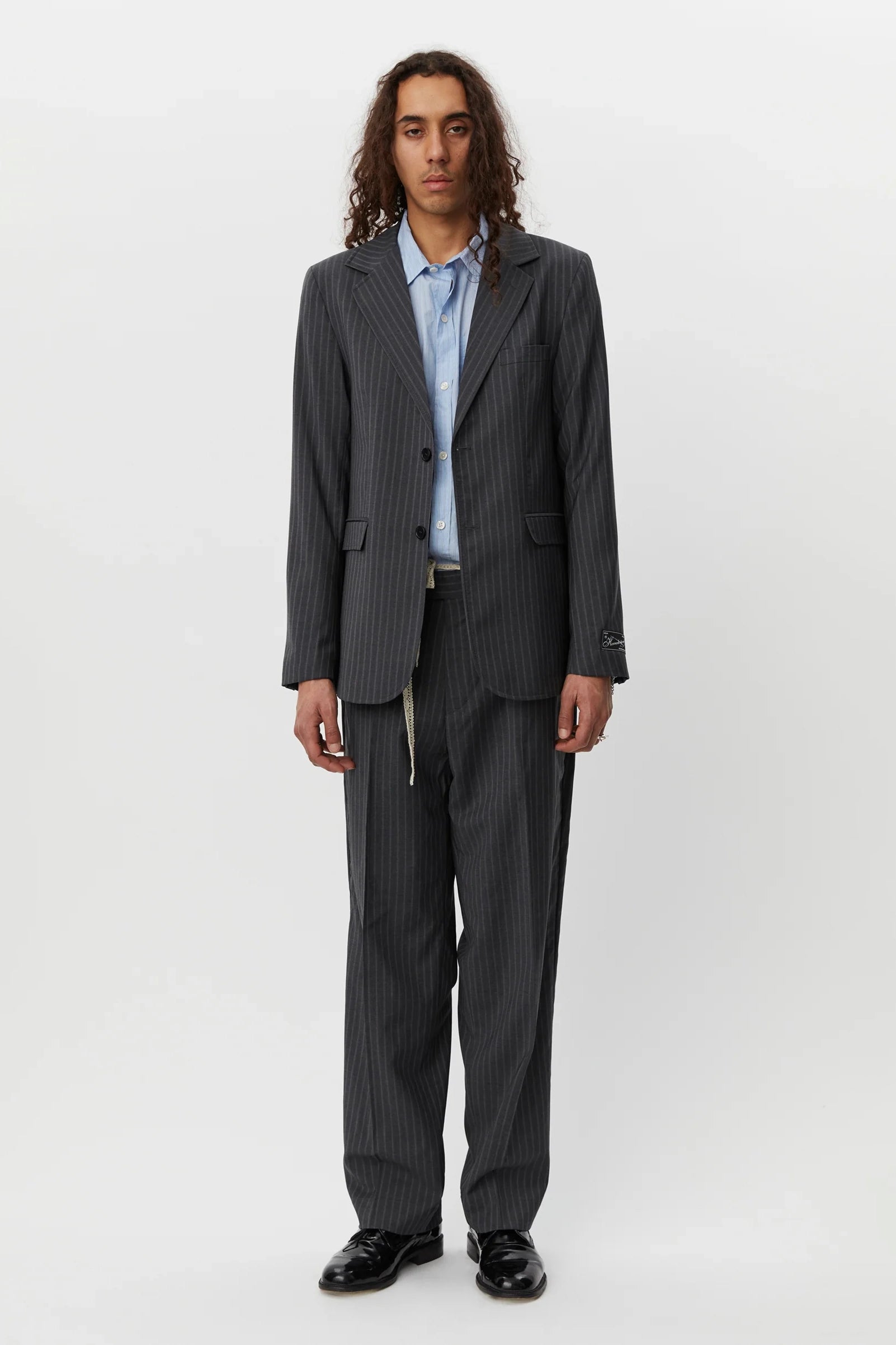 Single Breasted Blazer Grey Pintripe