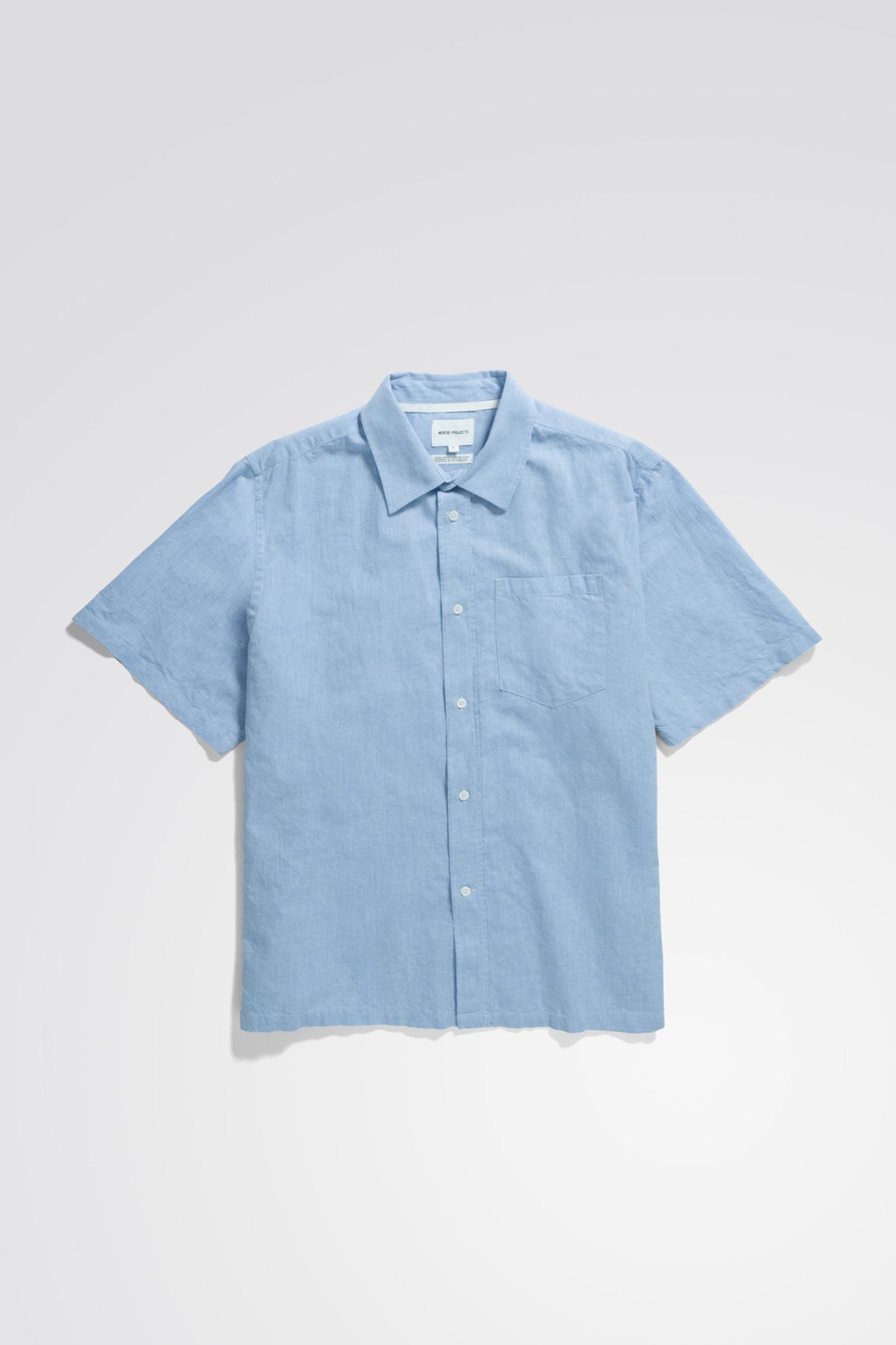 Ivan Relaxed Cotton Linen SS Shirt Pale Blue