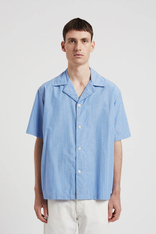 SPORTIVO STORE_Mads Poplin Stripe SS Shirt Navy