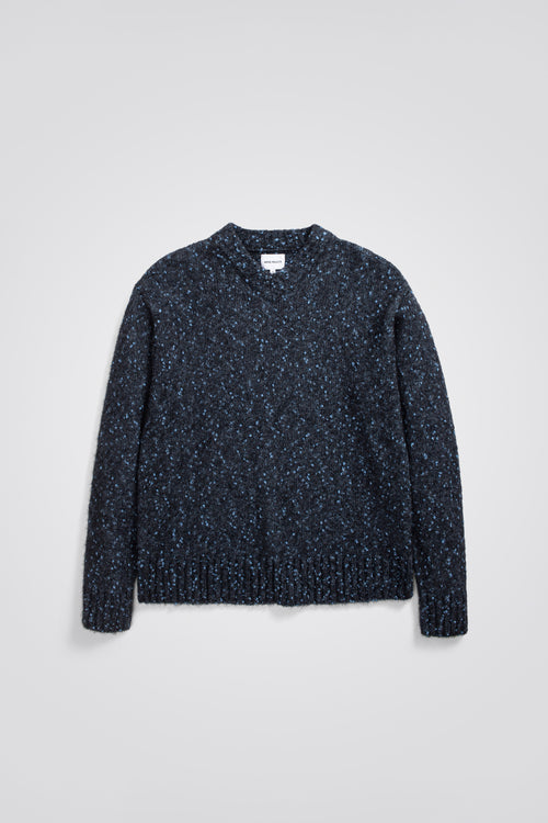 SPORTIVO STORE_Rasmus Relaxed Tweed V-Neck Sweater Light Stone Blue