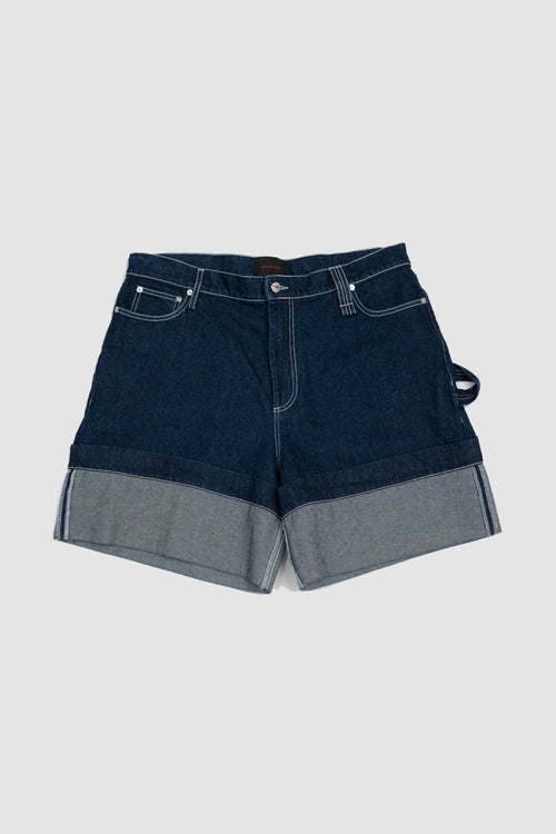 SPORTIVO STORE_Wide Leg Puddle Denim Shorts Indigo