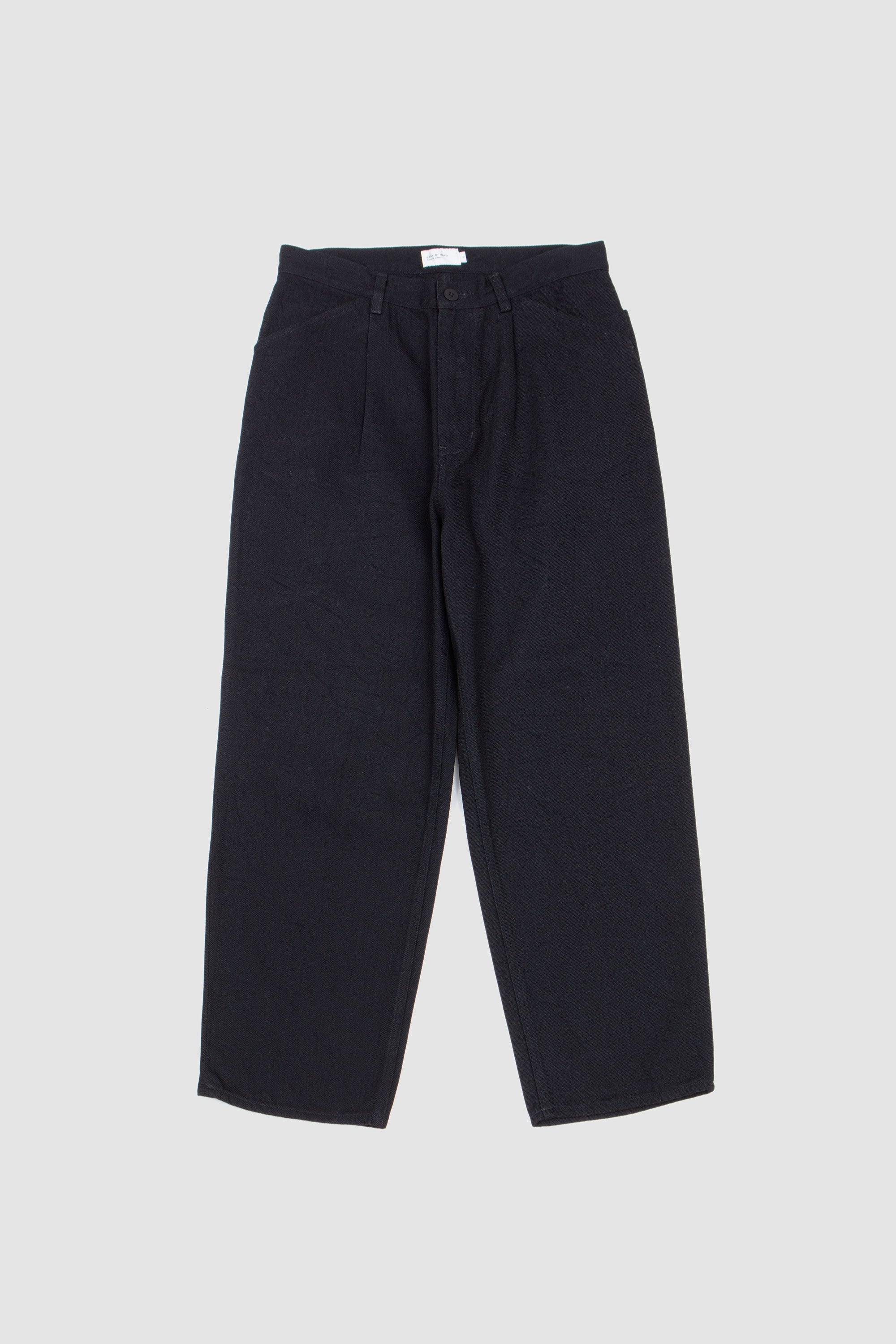 12OZ Denim 1 Tuck Pants Black_1