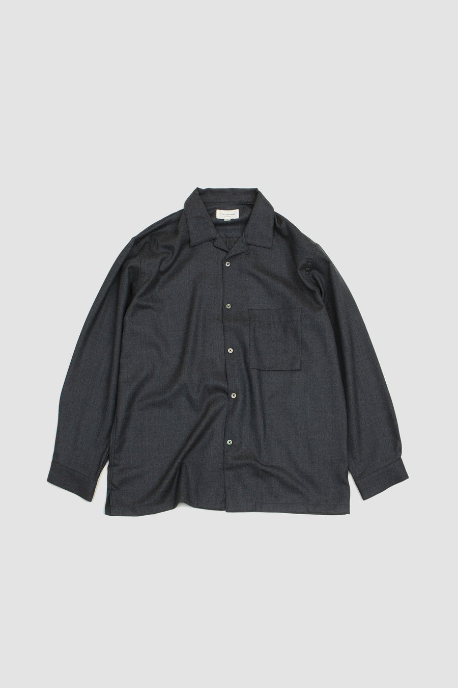 SPORTIVO STORE_Open Collar Wool Shirt Blue Charcoal