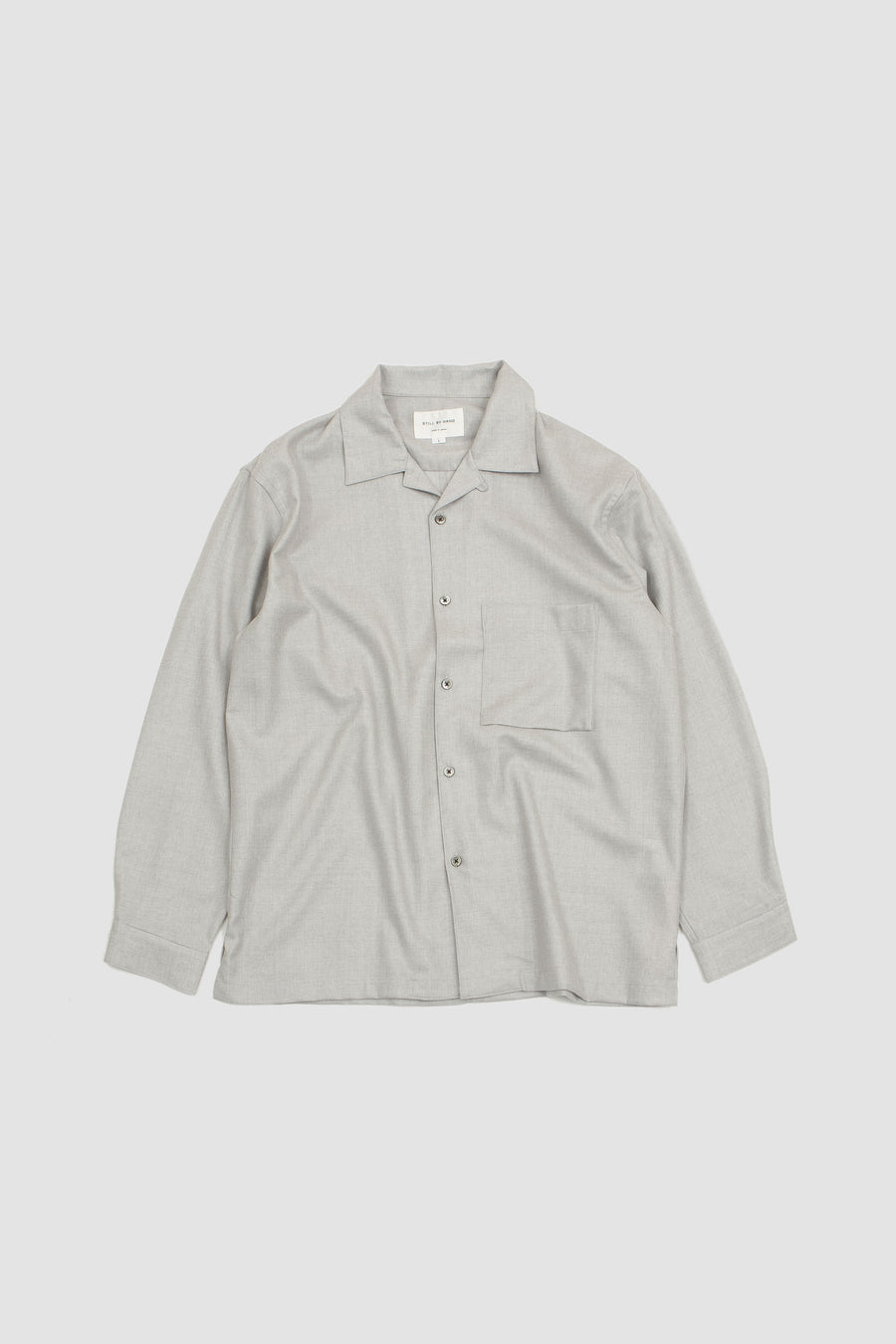 SPORTIVO STORE_Open Collar Wool Shirt Light Grey