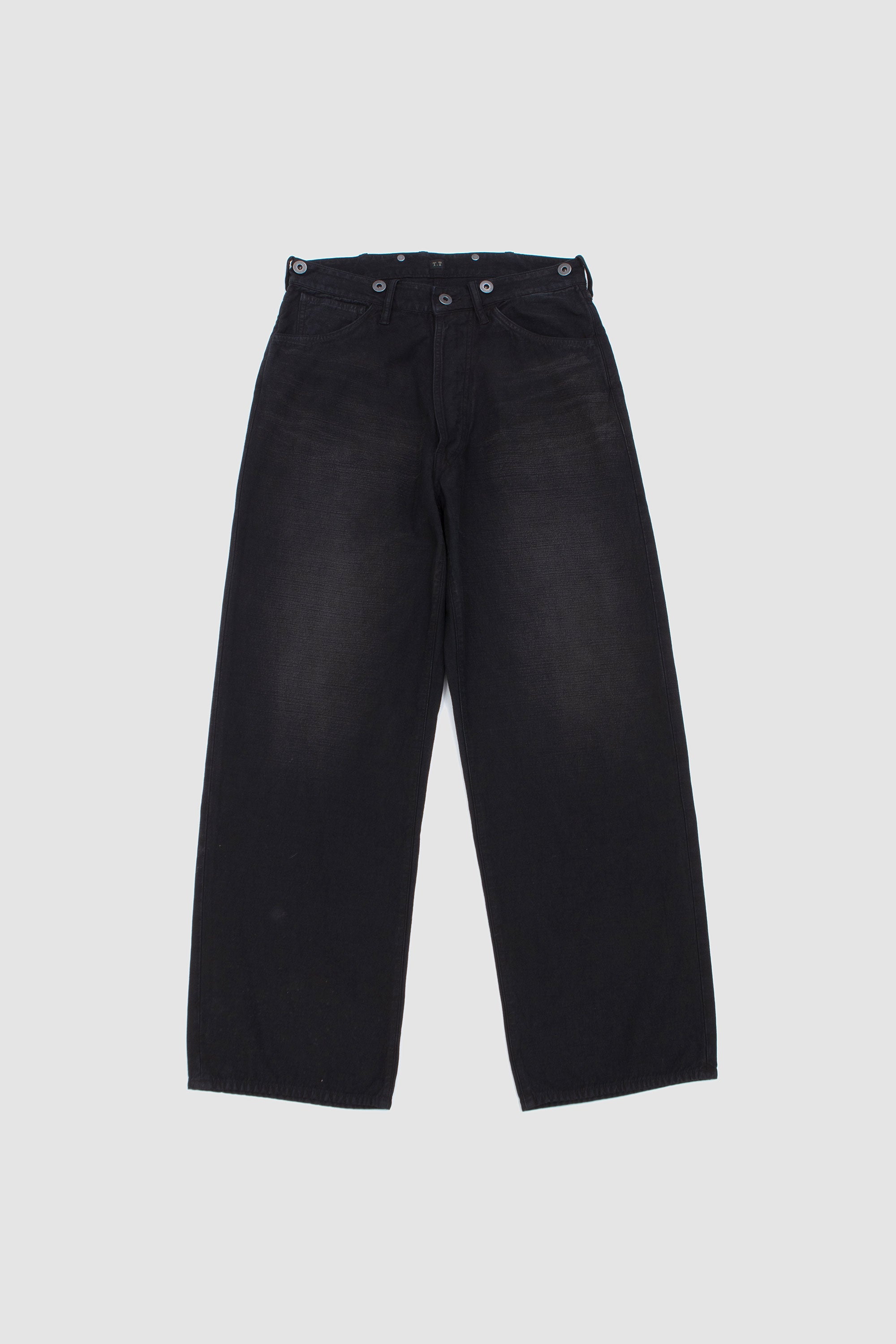 Lot.209 Buckle-Backed Trousers Damaged Sumi Dyed Black_1
