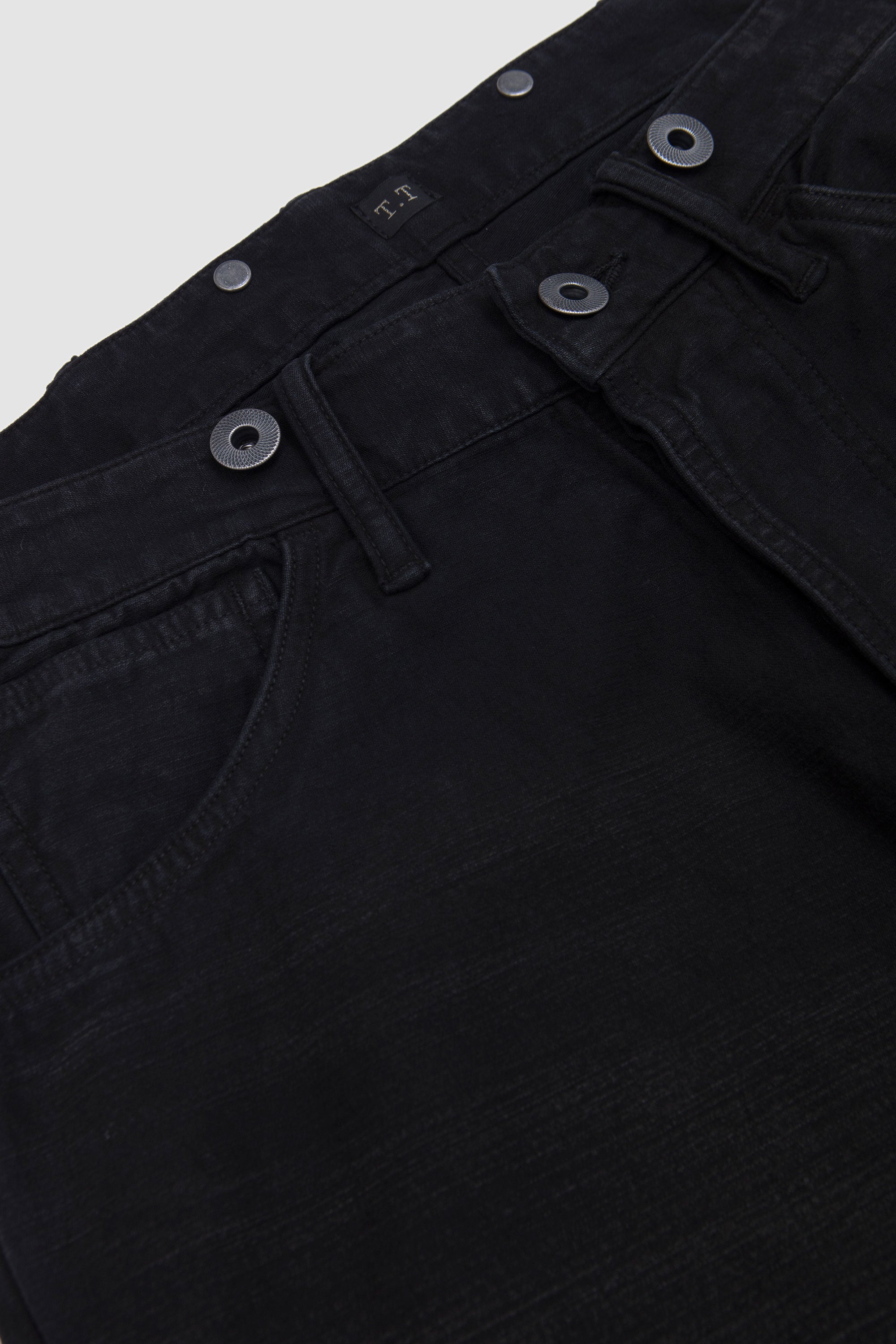 Lot.209 Buckle-Backed Trousers Damaged Sumi Dyed Black_2
