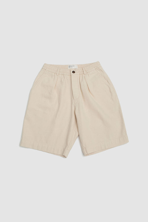 SPORTIVO STORE_Pleated Rec. Cotton Track Short Ecru