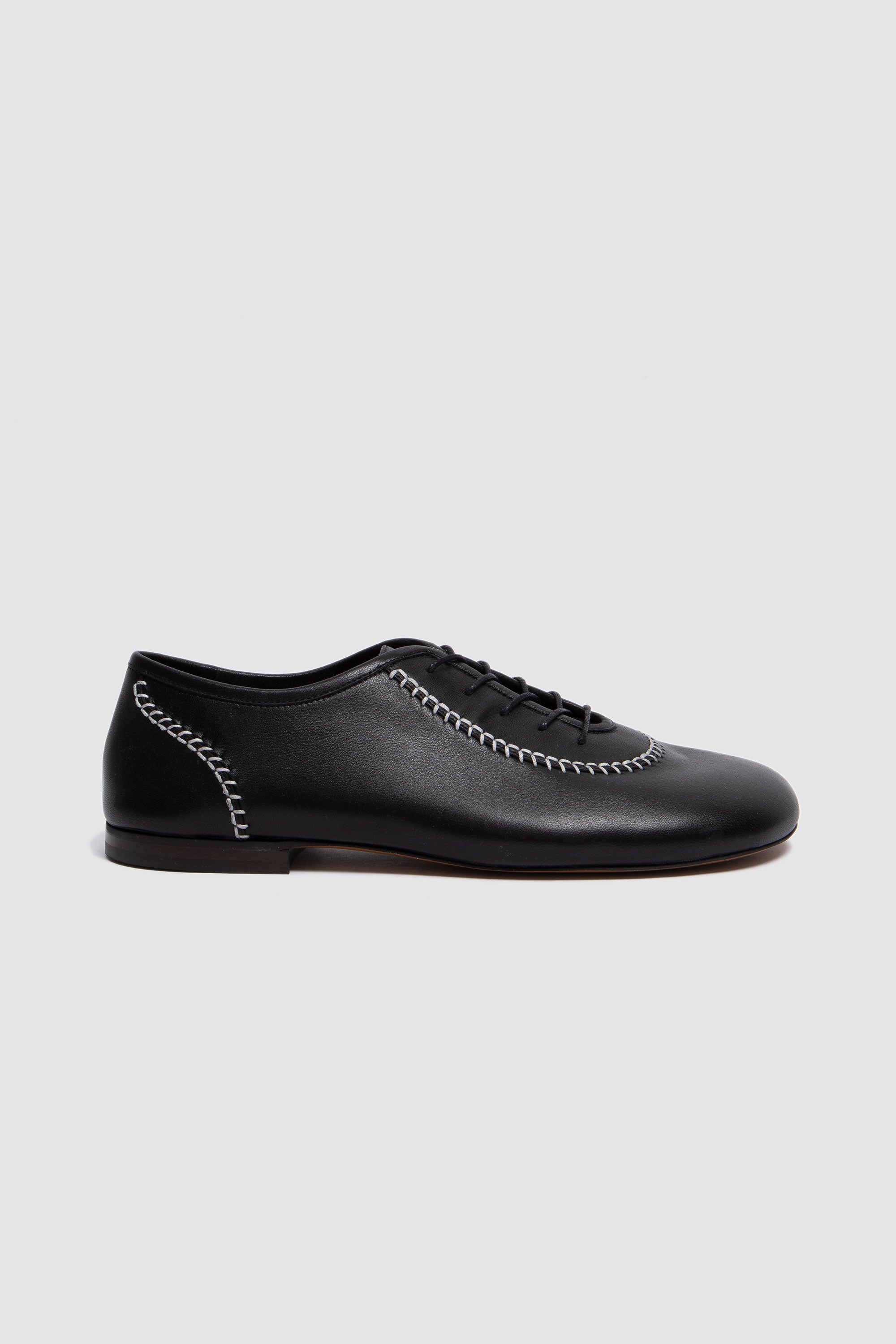 Lace Up Flat Shoes Nappa Black_1