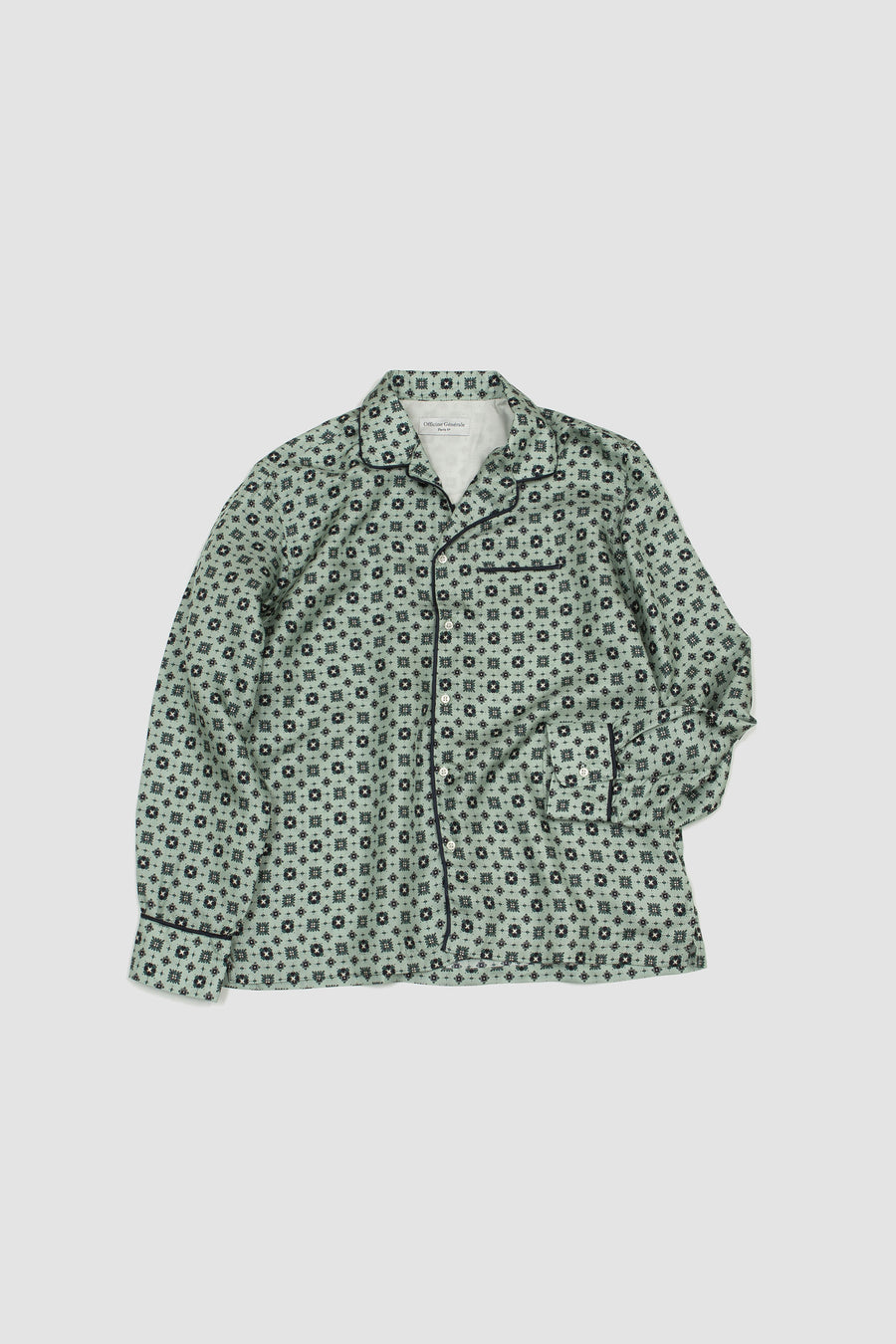 SPORTIVO STORE_Erwan Tie Print Silk Shirt Navy/Pale Green