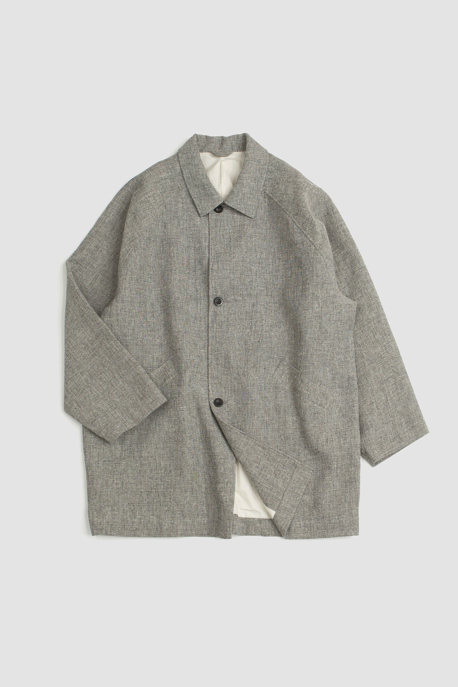 SPORTIVO STORE_Linen Bal Collar Coat Light Grey