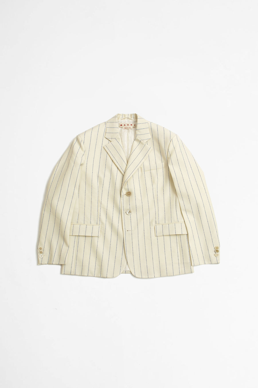 SPORTIVO STORE_Single-Breasted Blazer in Pinstriped Wool Fresco Ivory