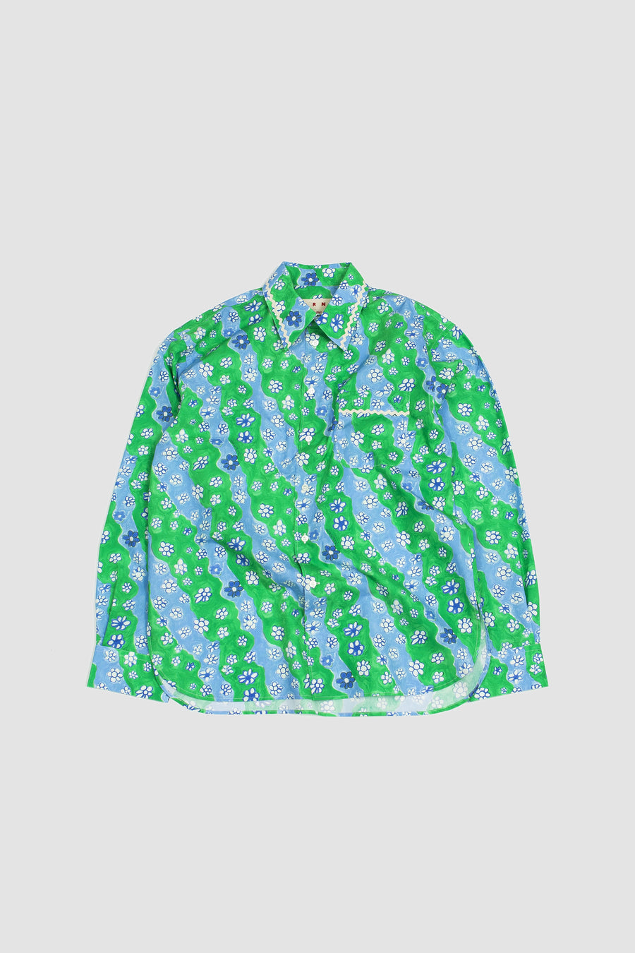SPORTIVO STORE_Stripy Flowers Poplin Shirt Sea Green