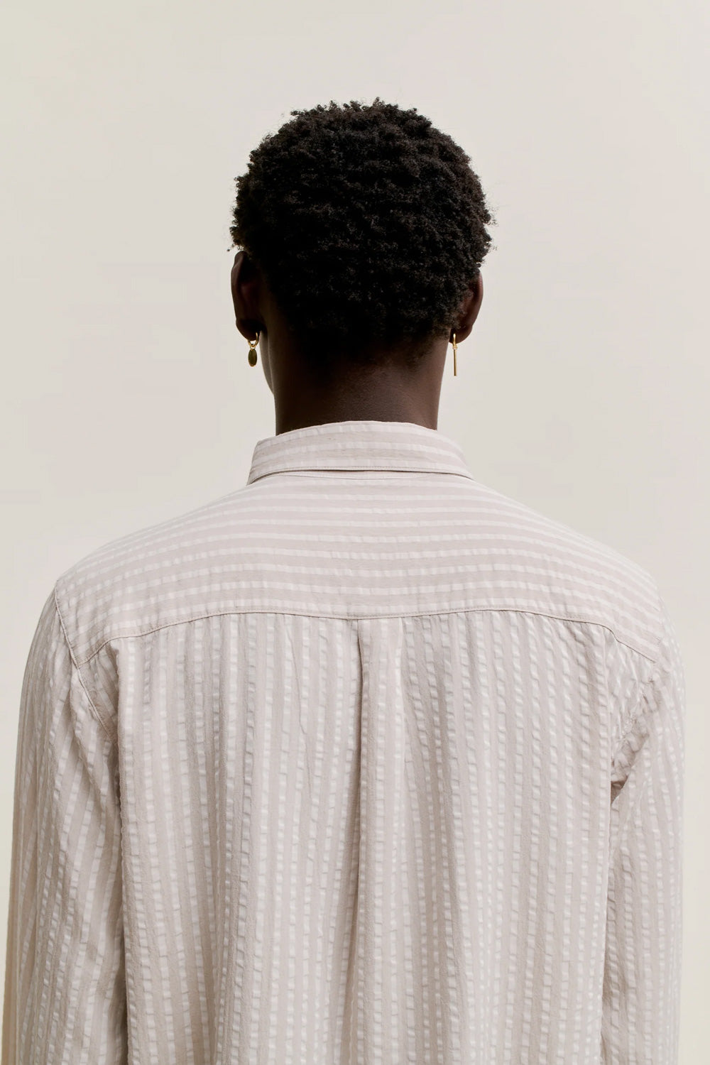 Mani Button Down Shirt Beige Stripe_4