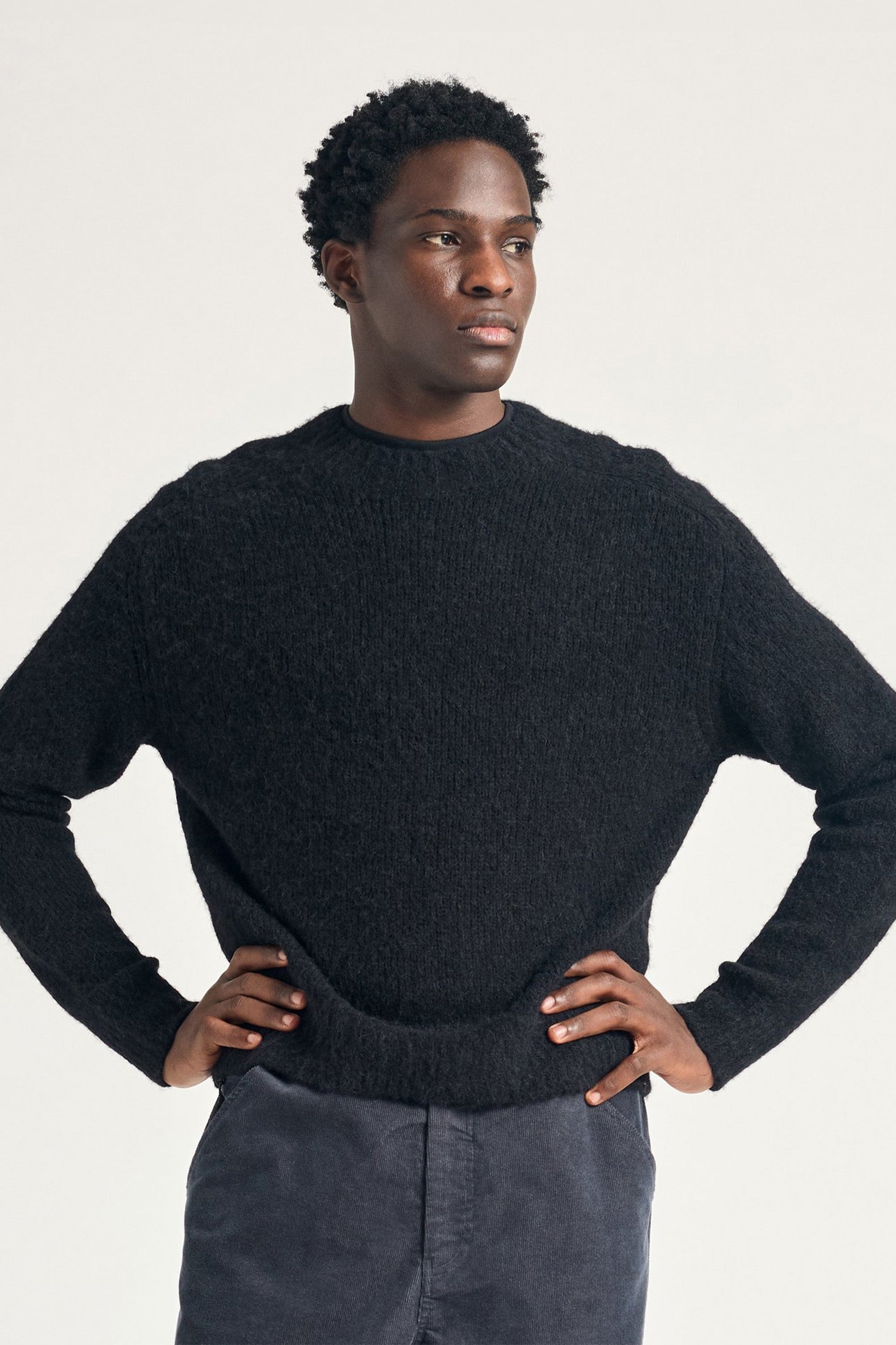 Rasmus Mock Neck Relaxed Brushed Sweater Black_1
