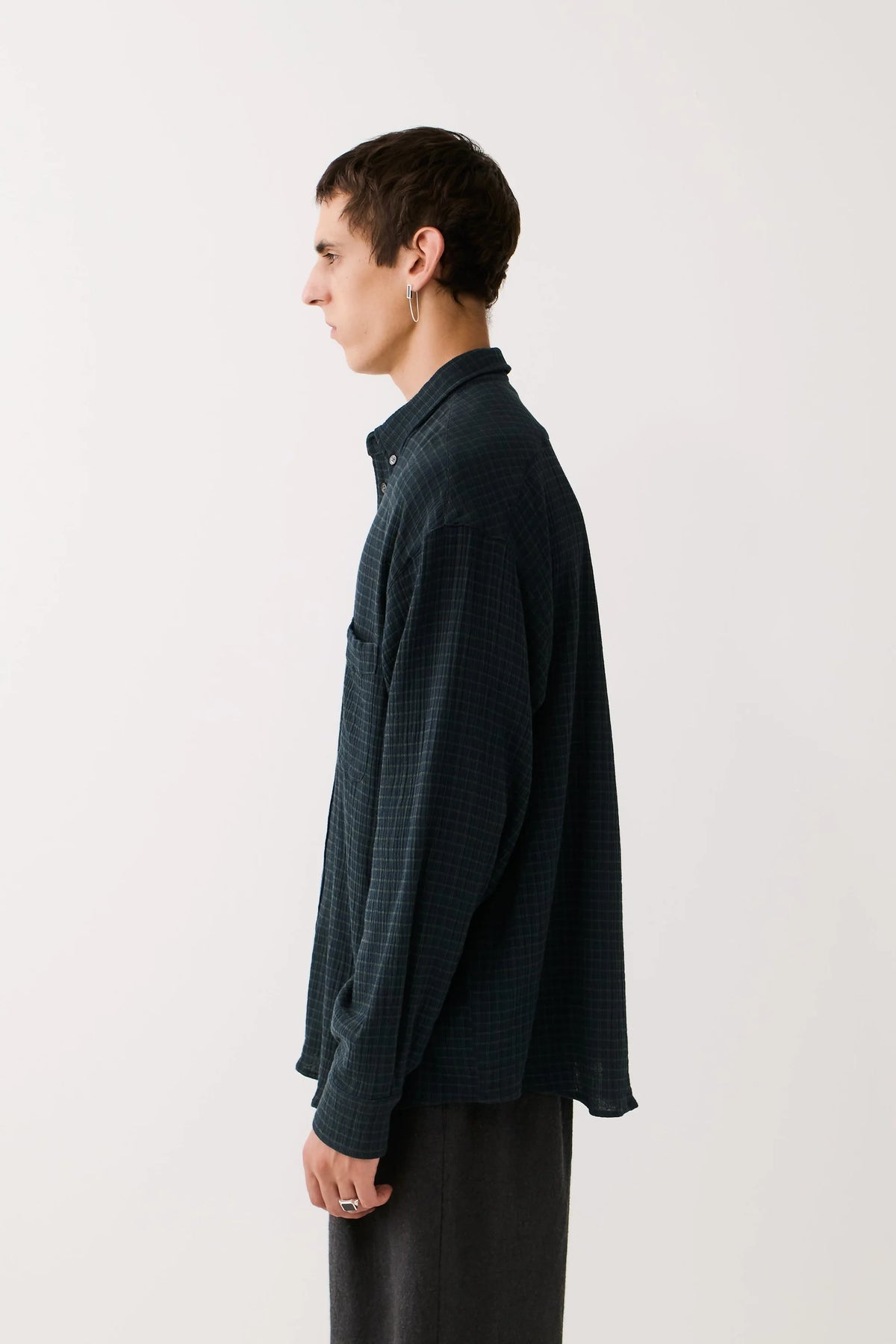 Banita Button Down Shirt Navy Green Check_2