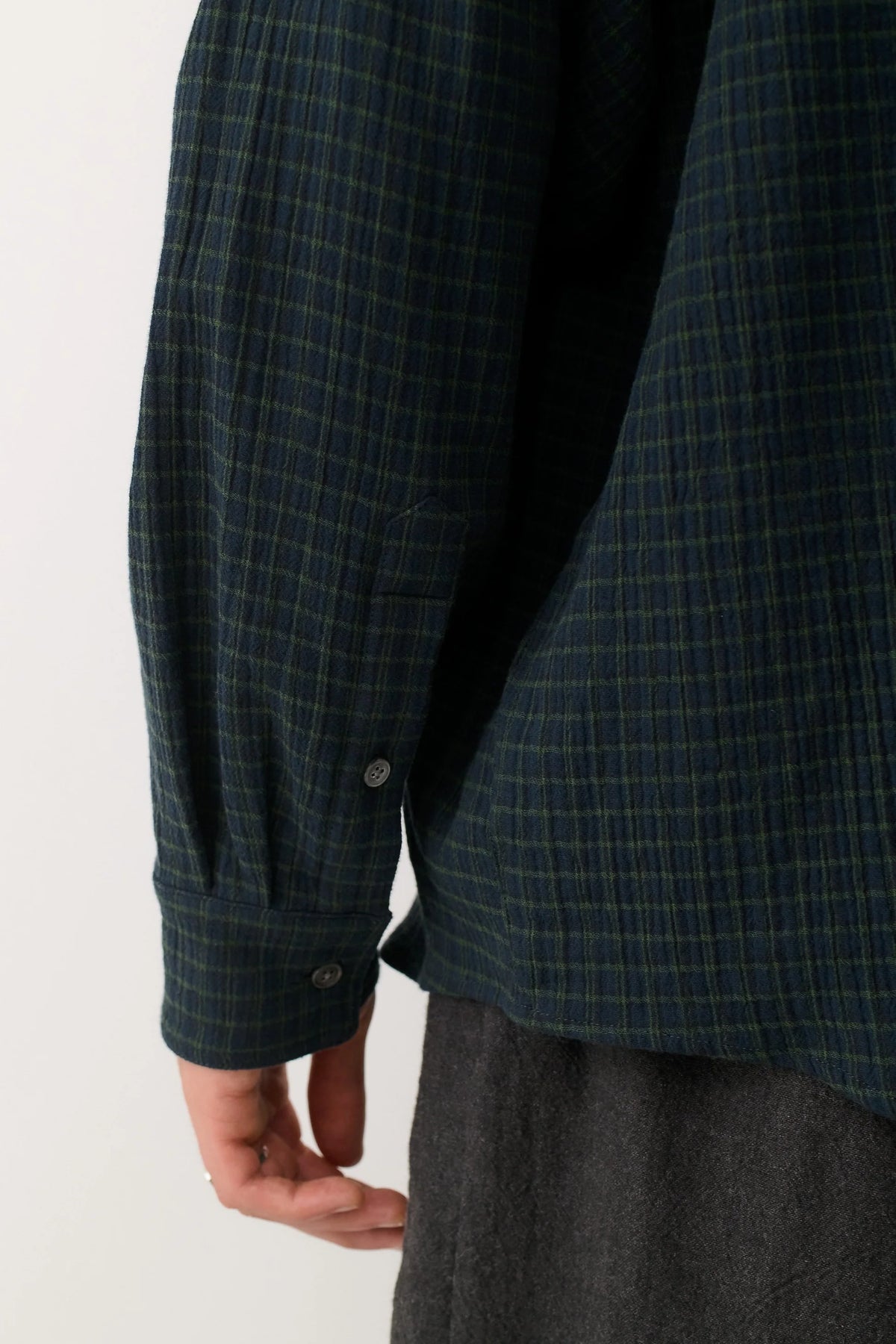Banita Button Down Shirt Navy Green Check_5