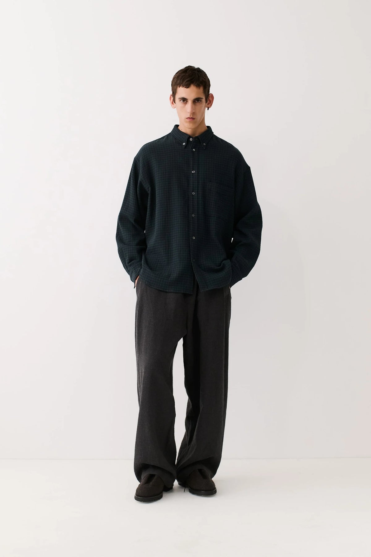 Banita Button Down Shirt Navy Green Check_6