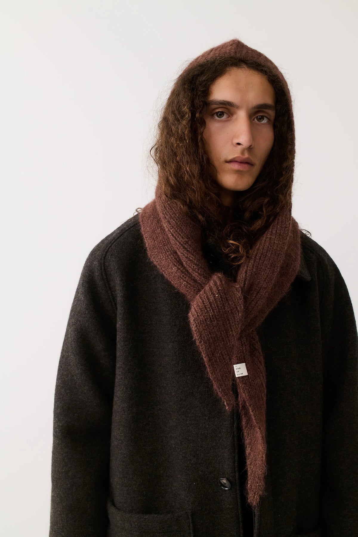 Bisa Hooded Scarf Chocolate Brown